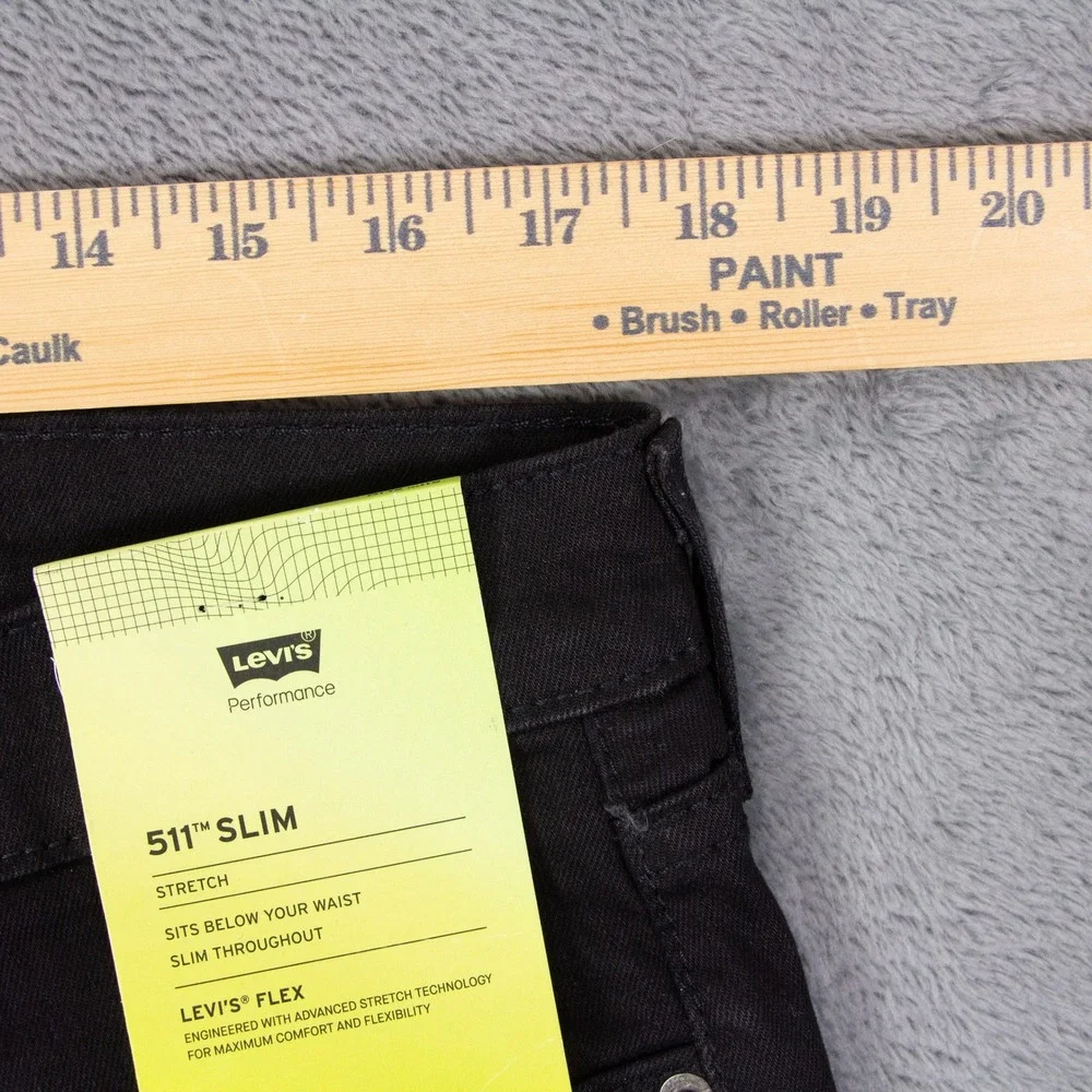 NWT Levis 511 Slim Fit Flex Mens Black Stretch Denim Jeans 36x32 04511-5345